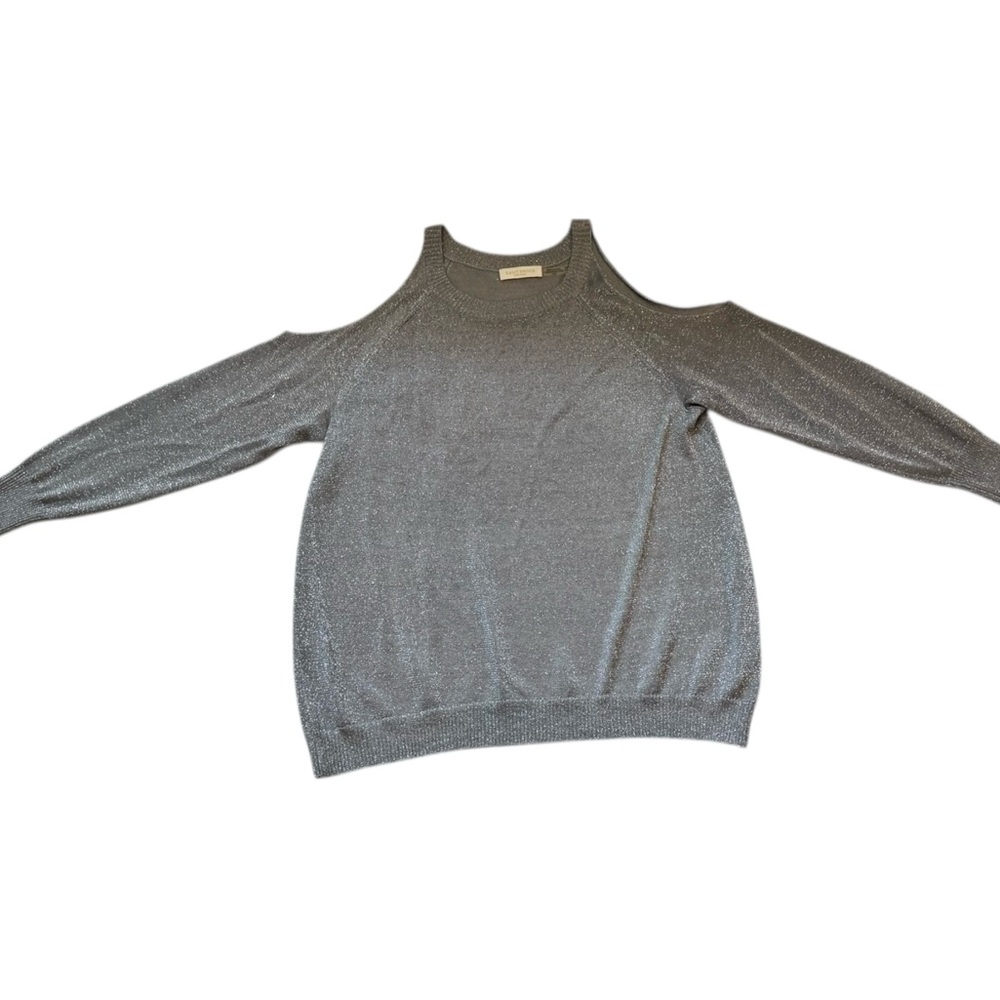 Silver Glitter Cold Shoulder Sweater